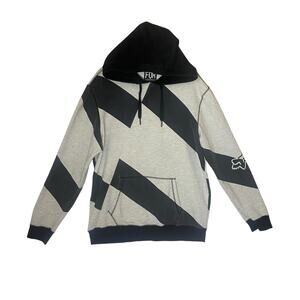 Y2K Fox Racing Diagonal Stripe Pullover Hoodie XL Motocross Cyber Grunge